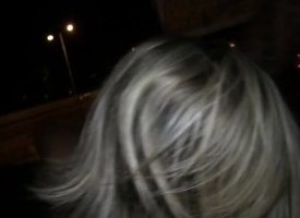 Grown-up blonde fucked about public