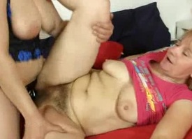 Two moms tantalise strap on work cock